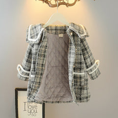 Girls Woolen Coat Woolen Coat Mid-length Thickening Jackets