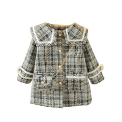 Girls Woolen Coat Woolen Coat Mid-length Thickening Jackets
