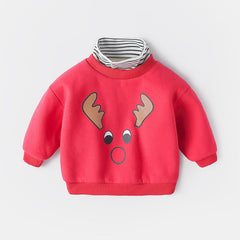 Girl Boys Turtleneck Winter Warm Christmas Velvet Padded Sweater