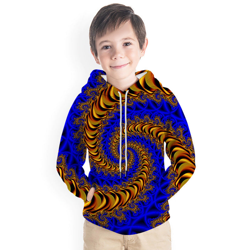 Kid Boy Color Vortex Printing 3D Fashion Hoodie