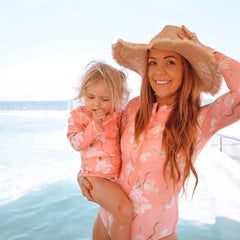Family Matching Swimsuit Beach Sun-protective Swimwear Sexy Floral Bodysuit