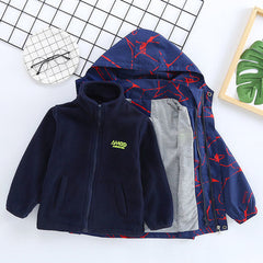 Kid Boys Three In One Storm Autumn Winter Detachable Velvet Coat