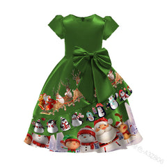 Girl Christmas Cute Bow Party Dress
