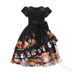 Girl Christmas Cute Bow Party Dress