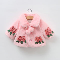 Baby Girl Autumn Winter Hair Cape Retro Flower Coats