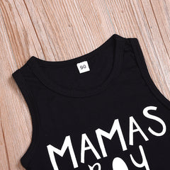 Kid Baby Sleeveless Letter Top Denim Shorts 2 Pcs Set Outfit