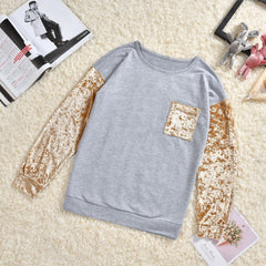 Family Matching Stitching Velvet Top Parent-child Shirts