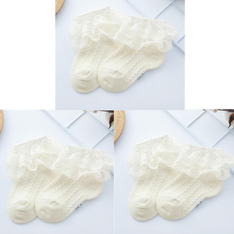 Baby / Toddler / Kid Girl Lace Solid Socks 3-pack