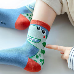 Baby / Toddler / Kid Cute Boys Cartoon Dinosaur Middle Socks 5 Packs