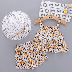 Infant Baby Girls Hollow Flowers Print Top Casual Set 2Pcs