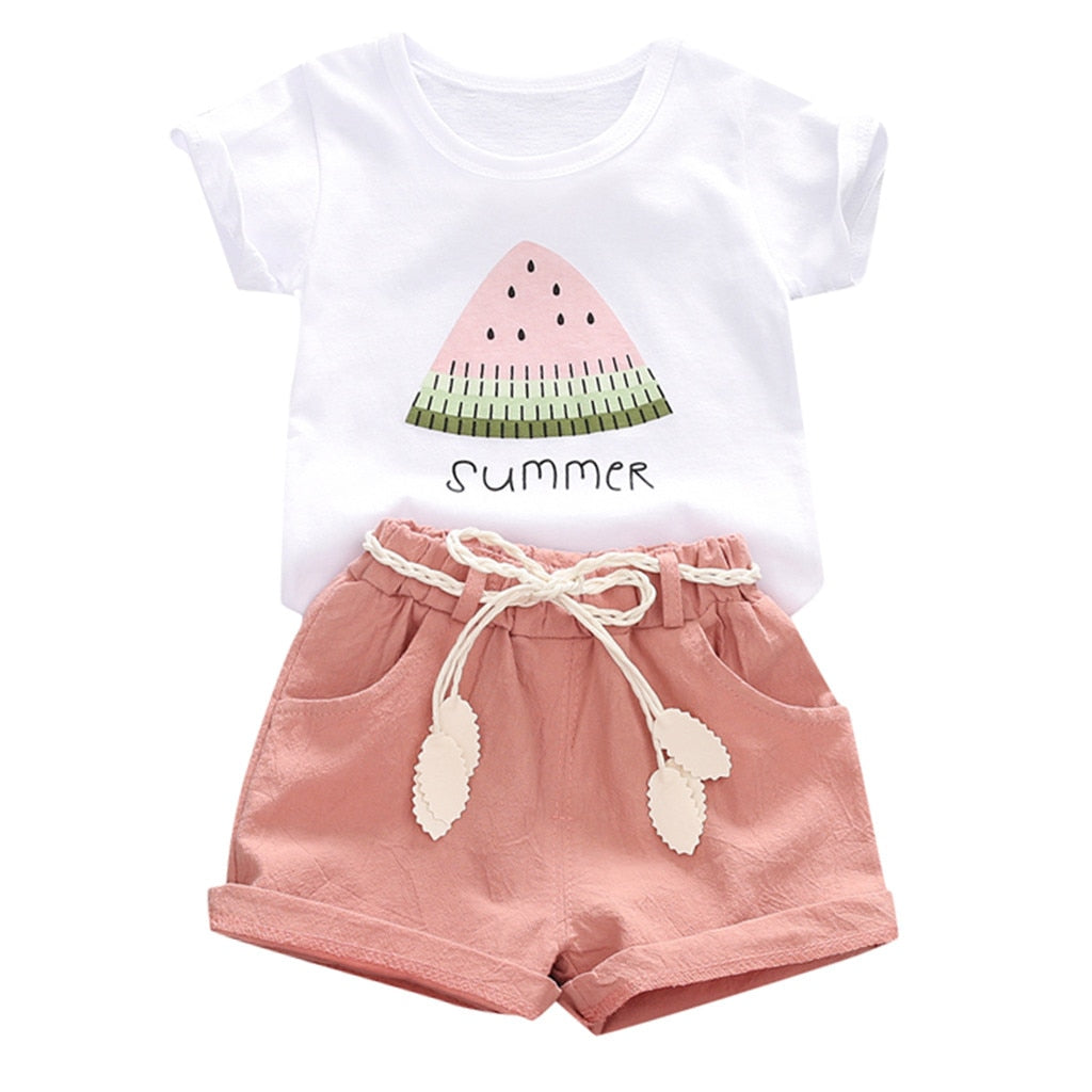 Toddler Baby Girls Summer Short Sleeve Outfits 2 Pcs Sets