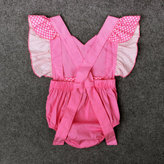 Baby Girl Jumpsuit Pink Tie Heart Glitter Halter Valentine Rompers
