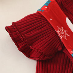 Baby Girl Christmas Long Sleeve Tops+Bowknot Suspender Skirt+Headband 3 Pcs Sets