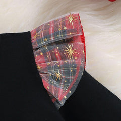 Baby Girl Reindeer Print Plaid Stitching Stars Tulle Dress