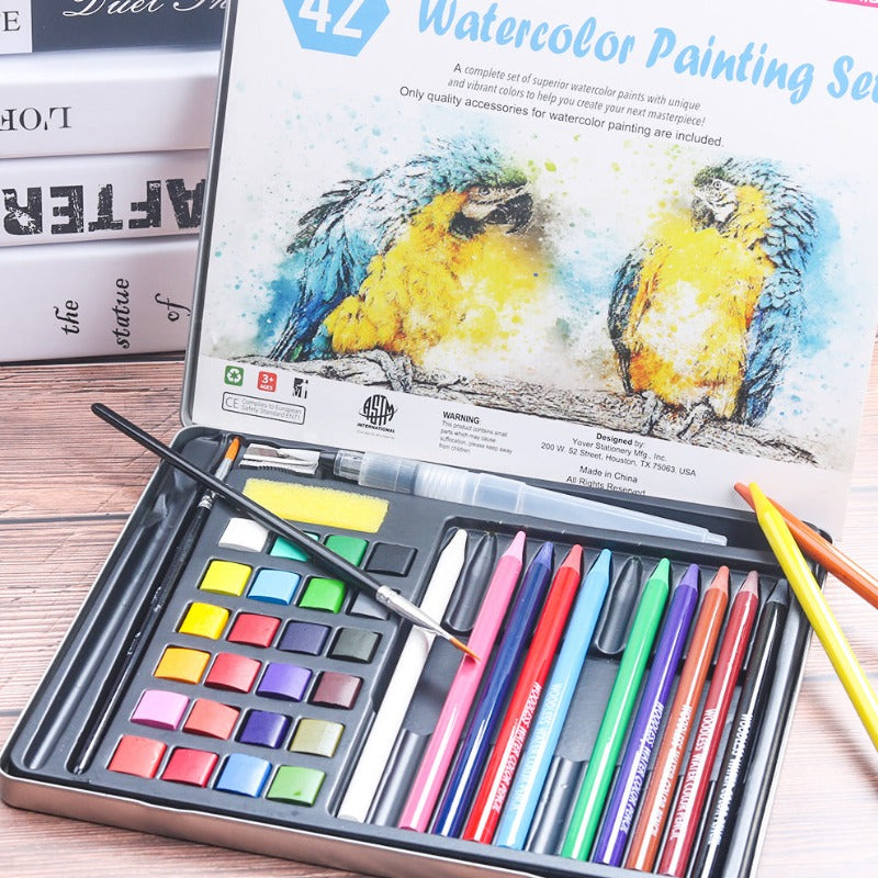 42pcs/Set Solid Watercolor Paint Set With Woodless water-soluble colored pencils