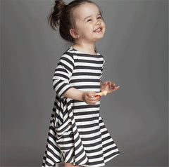Family Matching Parent-child Black and White Stripe Casual Dress