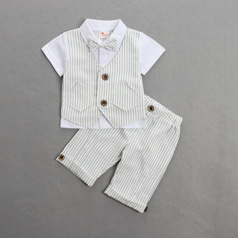 Baby Boys Summer Cotton Short Sleeve Thin 2 Pcs Sets Suit
