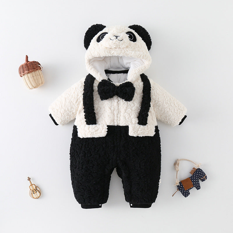 0-2T Baby Winter Thickened Fleece-lined Going Out Romper