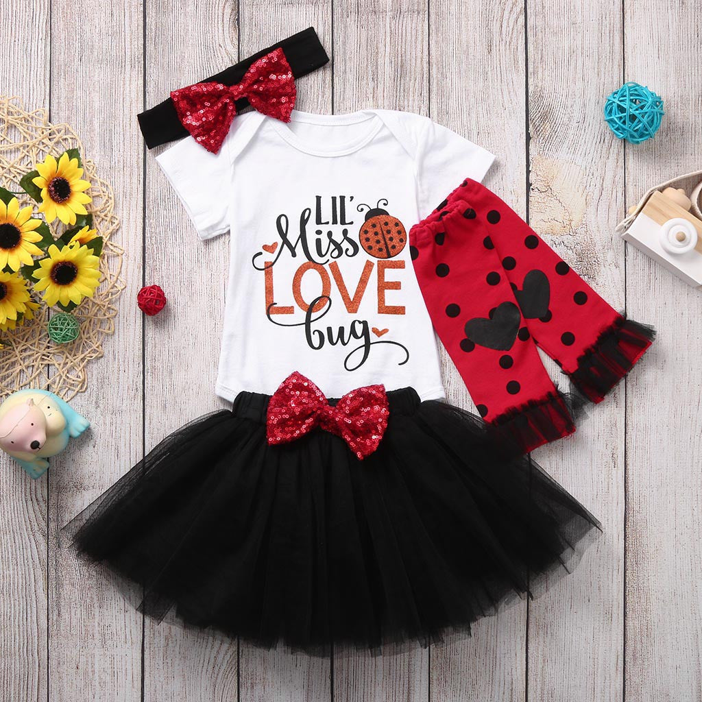 Baby Girls Sets Skirt With Band Leg Sets 4Pcs