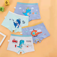 Kid Boy Cartoon Dinosaur Underwear Shorts Toddler Stripe Cotton 4 Pieces/Lot