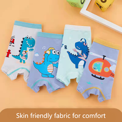 Kid Boy Cartoon Dinosaur Underwear Shorts Toddler Stripe Cotton 4 Pieces/Lot