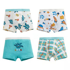 Kid Boy Cartoon Dinosaur Underwear Shorts Toddler Stripe Cotton 4 Pieces/Lot