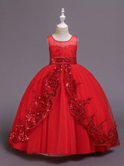 Kid Girl Gorgeous Sequin Sleeveless Party Performance Princess Dress