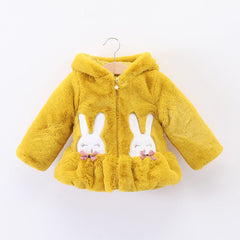 Baby Girl Cotton Short Ears Rabbit Embroidered Cute Thick Coats