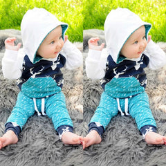 Baby Boy Girl Deer Print Set With Pocket 2 Pcs Set