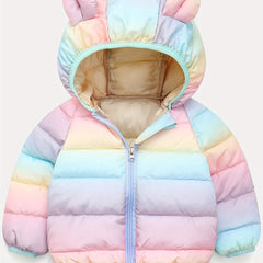 Kid Baby Girls Rainbow Hooded Toddler Warm Cute Coats