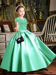 Kid Girl Sparkly Crew Neck Party Spring Summer Dresses