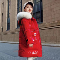 Kid Girl Down Cotton Warm Long Thickened Winter Coats Jackets