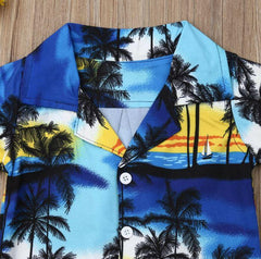 Kid Baby Beach Boy Palm Tree Outfit 2 Pcs Sets