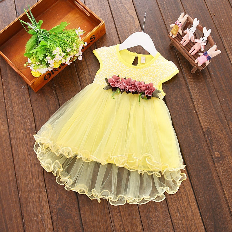 Baby Girl Summer Floral Tulle Cotton Casual Dresses