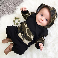 Baby Boy Hooded Camouflage Cotton Suit 2 Pcs Sets