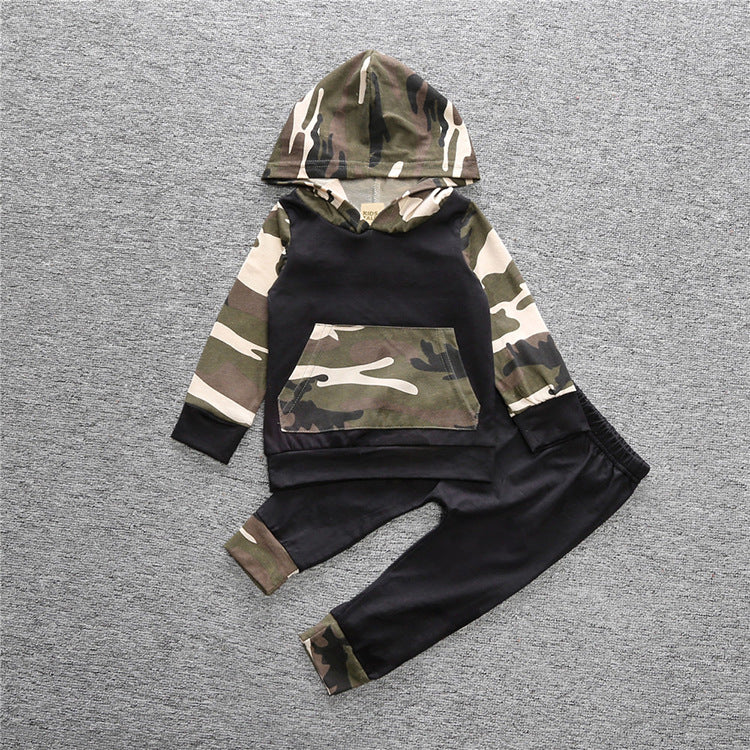 Baby Boy Hooded Camouflage Cotton Suit 2 Pcs Sets