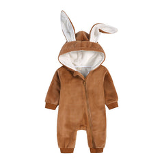 Infant Baby Rabbit Ear Jumpsuit Newborn Warm Romper