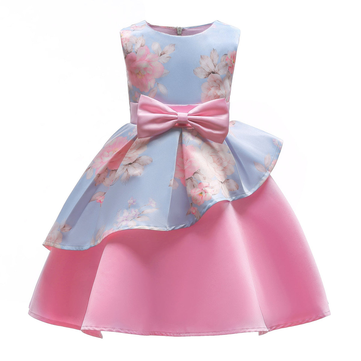 Kid Girl Printed Princess Pompous Gown Sleeveless Dresses