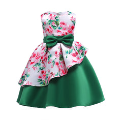 Kid Girl Printed Princess Pompous Gown Sleeveless Dresses