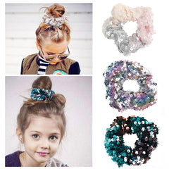 Kid Baby Girls Sequins Hair Tie Ring Mermaid Glitter Elastic Hair Bands Accessories