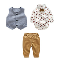 Autumn Baby Boy Set Gentleman Fashion Party Formal 3 Pcs Suits