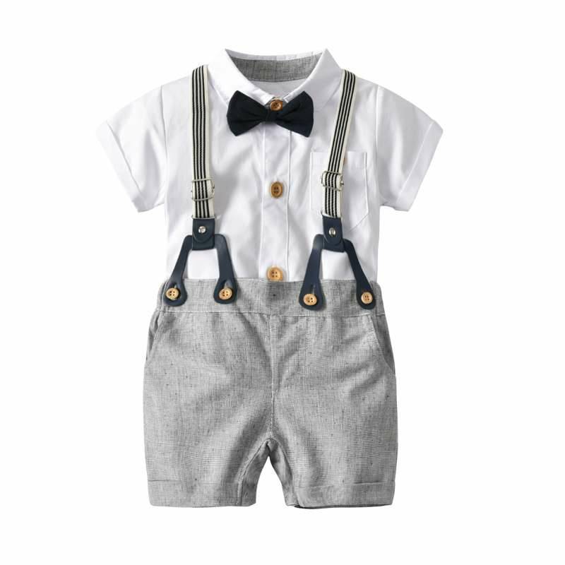Baby Boy Suit Short Sleeve Cotton Gentleman 2 Pcs Sets
