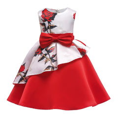 Kid Girl Printed Princess Pompous Gown Sleeveless Dresses