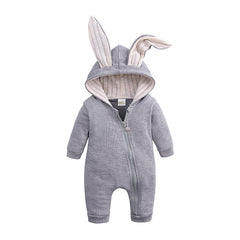 Baby Crawl Suit Harcoat Big Eared Rabbit Hooded Zipper Rompers