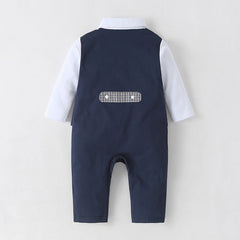 Baby Formal Boys Patchwork Fake Elegant Long Sleeve Romper