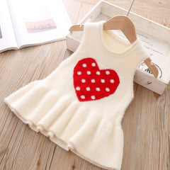 Autumn Girls Vest Sweater Dress Love Sleeveless Dress