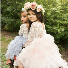 Girl Dress Lace Flower Wedding Princess Party Pageant Dresses 2-8Y
