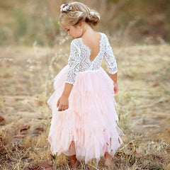 Girl Dress Lace Flower Wedding Princess Party Pageant Dresses 2-8Y