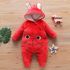 Baby Animal Fleece Hooded Jumpsuit