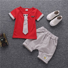 Baby Boy Tie Bow Summer Kids Cotton Cute Sets 2 Pcs